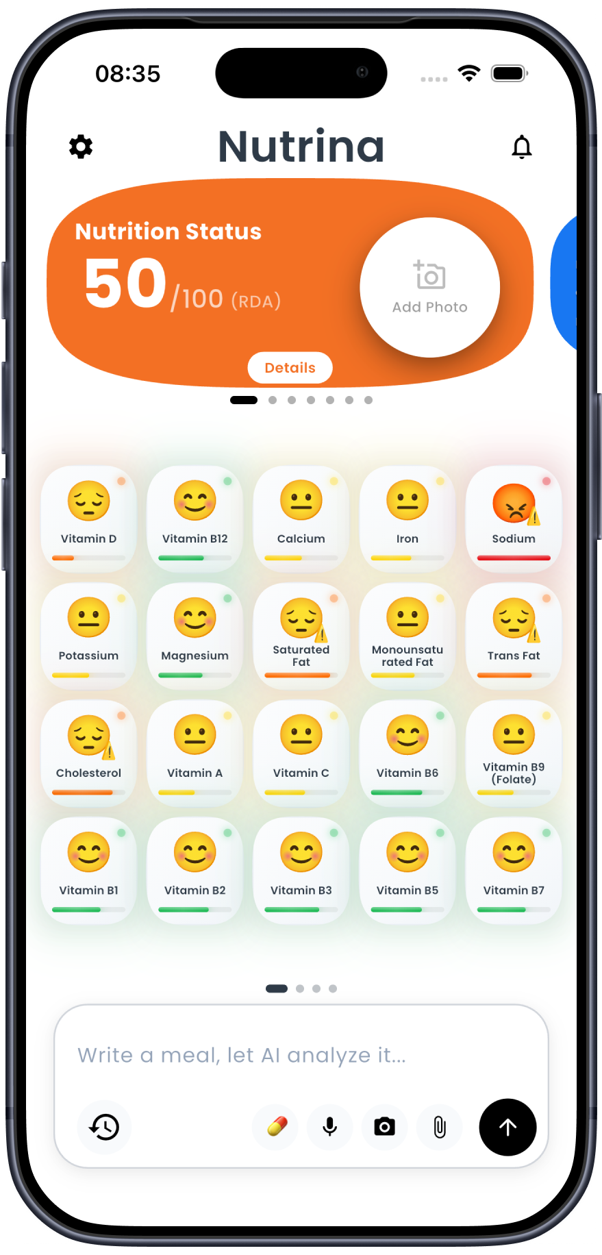 Nutrina app screen